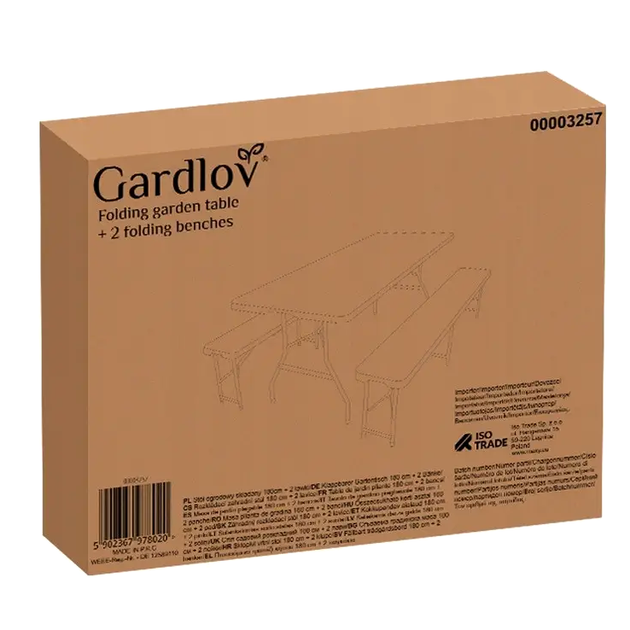 Садовый стол складной 180 см с скамейками для пикника белый Gardlov LS-0752 - изображение 9