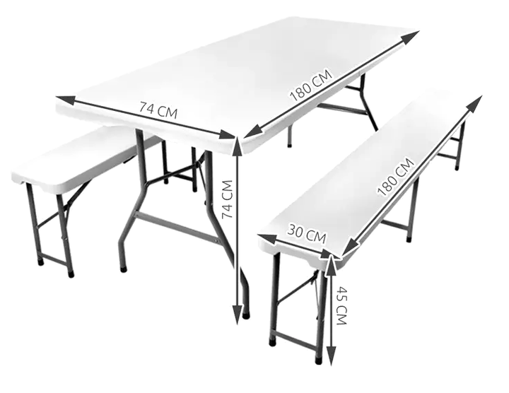 Садовый стол складной 180 см с скамейками для пикника белый Gardlov LS-0752 - изображение 10
