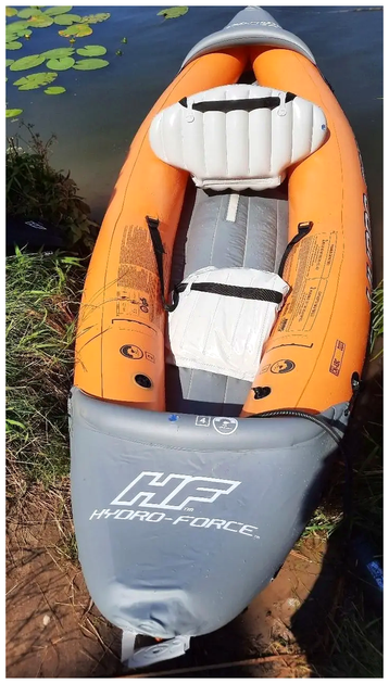 Надувной каяк двухместный 321x88 см для отдыха на воде оранжево-черный Bestway LS-3248 - зображення 5