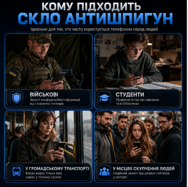 Защитное стекло для iPhone 17 Pro антишпион Privacy черное приватное стекло 3D 9H на экран с защитой от царапин - изображение 3