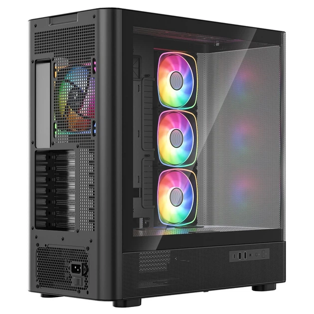 Корпус Modecom VOLCANO AQ500 ARGB MIDI FRONT LCD 6,2”, 4x120mm fans BLACK без БП ATX - изображение 8