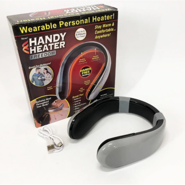 Портативный мини обогреватель для шеи Handy Heater на аккумуляторе, 4 режима нагрева Серый - Фото 2 Портативный мини обогреватель для шеи Handy Heater на аккумуляторе, 4 режима нагрева Серый - изображение 2