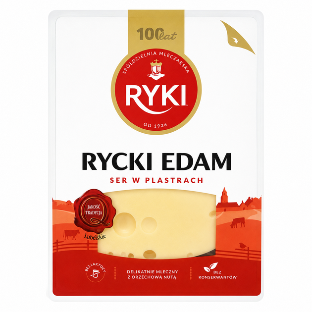 Сир нарізка Rycki Edam 300 г - Фото 1 Сир нарізка Rycki Edam 300 г - зображення 1
