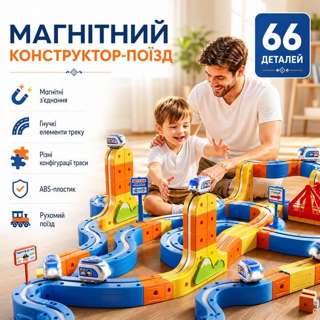 Магнитный конструктор-поезд Magnetic DIY Rail Car WX2701 66 деталей Развивающий STEM-набор с антигравитационным треком Базовый комплект для 3D-моделирования с электропоездом Развивающая игрушка для малышей MD17820 - Фото 1 Магнитный конструктор-поезд Magnetic DIY Rail Car WX2701 66 деталей Развивающий STEM-набор с антигравитационным треком Базовый комплект для 3D-моделирования с электропоездом Развивающая игрушка для малышей MD17820 - изображение 1