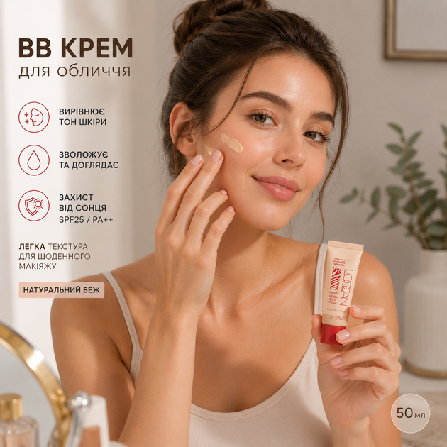 Тонувальний BB-крем для обличчя L’OCEAN Petite BB Cream SPF25/PA++ натуральний беж для сухої та комбінованої шкіри 50 мл - зображення 2