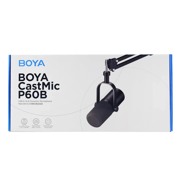 Микрофон студийный BOYA CastMic P60B с рамкой проводной USB XLR (6977490712451) - Фото 15 Микрофон студийный BOYA CastMic P60B с рамкой проводной USB XLR (6977490712451) - изображение 15