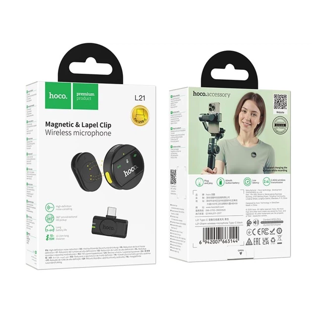 Микрофон беспроводной Hoco L21 USB-C Black (6942007663144) - изображение 9