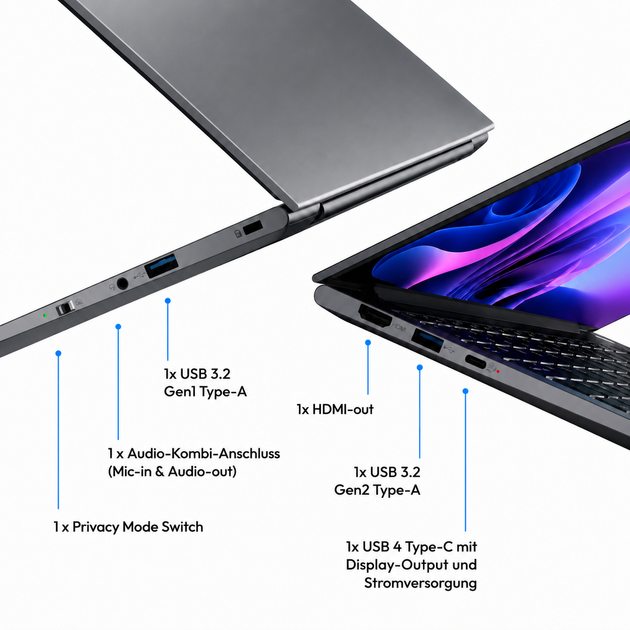 Ноутбук 14" Medion (Lenovo Group) SPRCHRGD 14 S1 Elite | Snapdragon X Elite | IPS (2560x1600) WQXGA | RAM 16 ГБ | SSD 512 ГБ | Qualcomm Adreno X1-85 | Win11 (5351) - изображение 7
