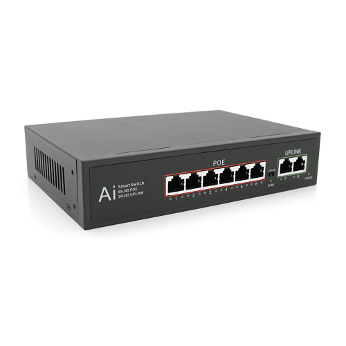 POE коммутатор Merlion 6 POE 10/100 + 2 RJ45 10/100 встроенный блок питания 52V 1.45A - изображение 2