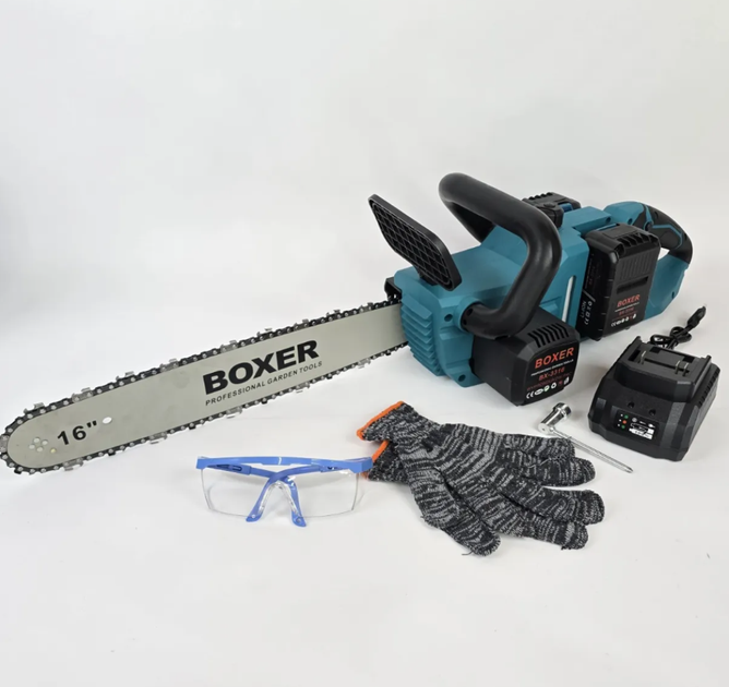 Аккумуляторная цепная пила BOXER BX-3316 2×48V 5Ah, шина 40 см, 4100 об/мин - Фото 4 Аккумуляторная цепная пила BOXER BX-3316 2×48V 5Ah, шина 40 см, 4100 об/мин - изображение 4