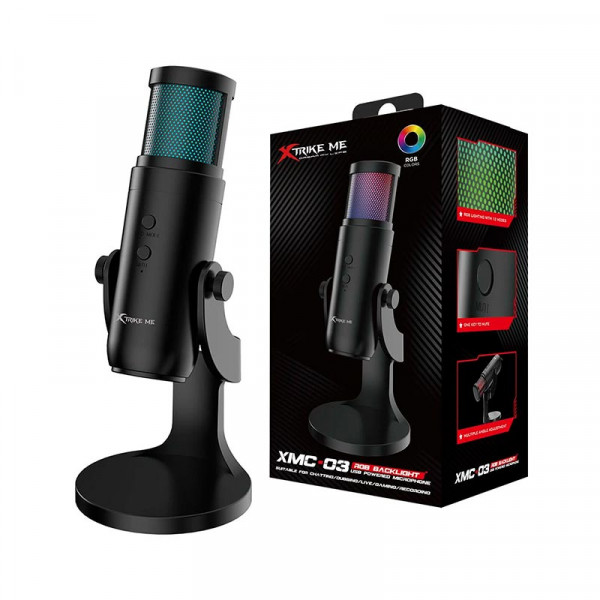 Настольный игровой микрофон RGB XTRIKE XMC-03 с RGB подсветкой, USB, 1.5m Black - Фото 8 Настольный игровой микрофон RGB XTRIKE XMC-03 с RGB подсветкой, USB, 1.5m Black - изображение 8