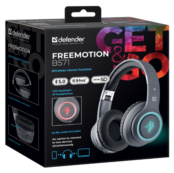 Навушники Defender FreeMotion B571 Bluetooth LED Gray (63571) - зображення 7