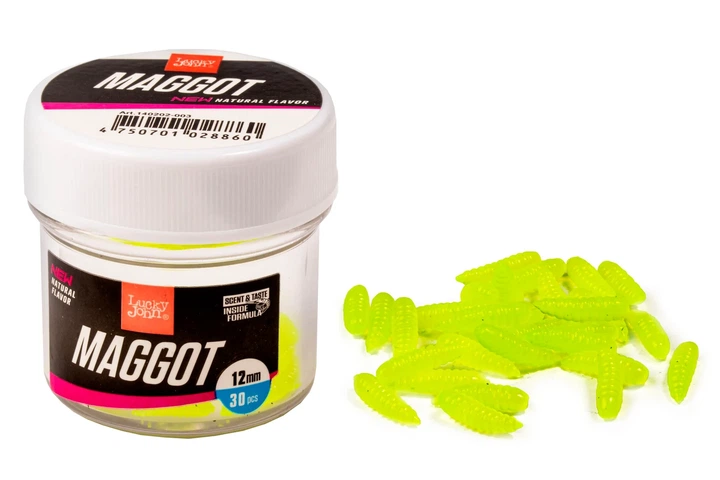 Штучний опариш Lucky John Maggot 12 мм 30 шт Колір 003 - Фото 1 Штучний опариш Lucky John Maggot 12 мм 30 шт Колір 003 - зображення 1
