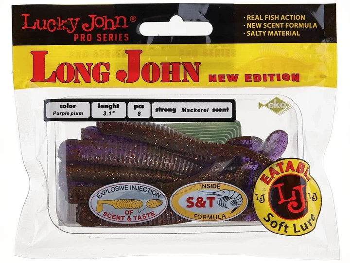 Виброхвост Long John 79 мм S13 съедобный 8 шт (набор 8 шт) - Фото 2 Виброхвост Long John 79 мм S13 съедобный 8 шт (набор 8 шт) - изображение 2