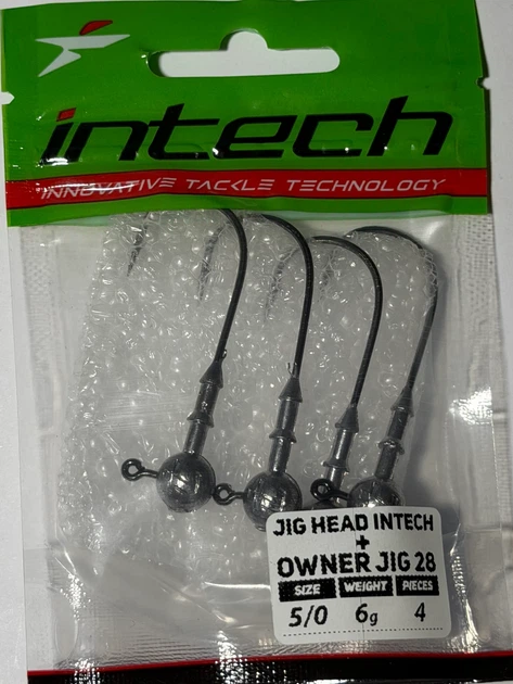 Джиг-головка Intech Owner Jig 28 №5/0 6,0 г для ловлі хижої риби 4 шт - Фото 1 Джиг-головка Intech Owner Jig 28 №5/0 6,0 г для ловлі хижої риби 4 шт - зображення 1