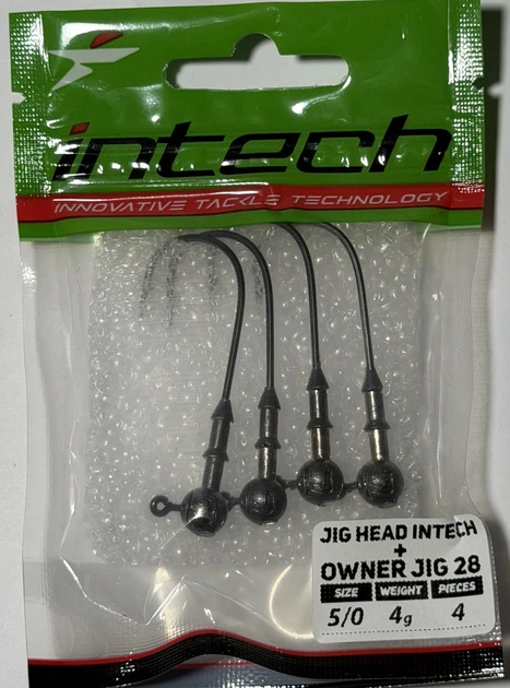 Джиг-головка Intech + Owner Jig 28 №5/0 4,0 г для активної риболовлі 4 шт - Фото 1 Джиг-головка Intech + Owner Jig 28 №5/0 4,0 г для активної риболовлі 4 шт - зображення 1