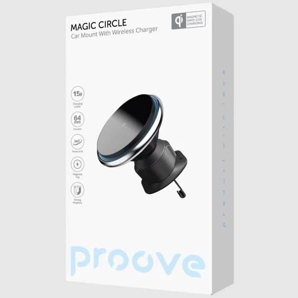 Автомобильный держатель с беспроводным ЗП Proove Magic Circle 15W - Фото 2 Автомобильный держатель с беспроводным ЗП Proove Magic Circle 15W - изображение 2
