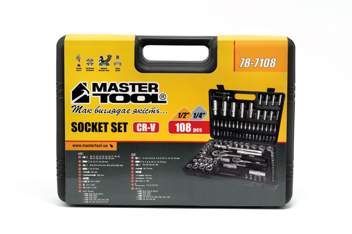 Набір інструментів MASTER TOOL 78-7108 108 шт. - Фото 5 Набір інструментів MASTER TOOL 78-7108 108 шт. - зображення 5
