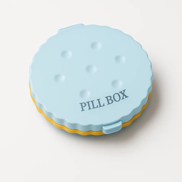Органайзер для таблеток Cookie Shaped Pill Box пластик синий - Фото 1 Органайзер для таблеток Cookie Shaped Pill Box пластик синий - изображение 1