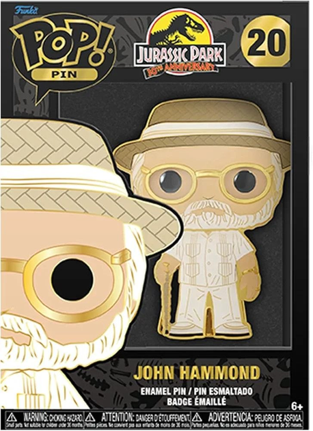 Коллекционный металлический значок Funko Pop! Pin Jurassic Park John Hammond Glow in the Dark №20 - изображение 4