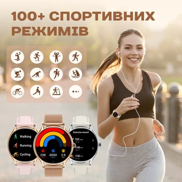 Розумний годинник Smart Milano Gold Rubber 69 г Метал Золотистий Рожевий AMOLED 466x466 - зображення 5