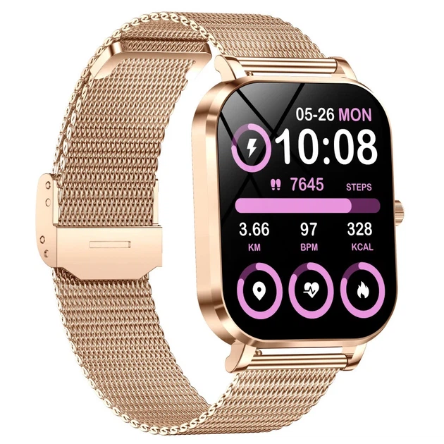 Умные часы Smart Miami IPS 240x296 сенсорные сталь 41,5x33,5x8,8 см золотистые - изображение 3