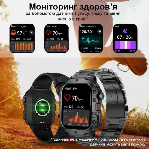 Розумний годинник Smart Expert Nano Steel 50х43,5х12,2 мм Сталь Чорний 65 г - Фото 6 Розумний годинник Smart Expert Nano Steel 50х43,5х12,2 мм Сталь Чорний 65 г - зображення 6