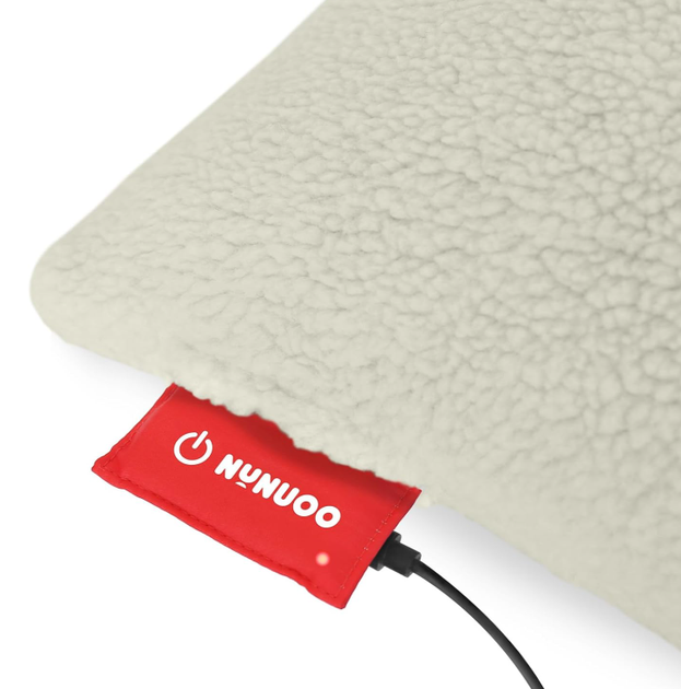 Беспроводная грелка-подушка с подогревом Lambswool 45×45 см с павербанком 10000 mAh, инфракрасный обогрев, USB зарядка - изображение 2