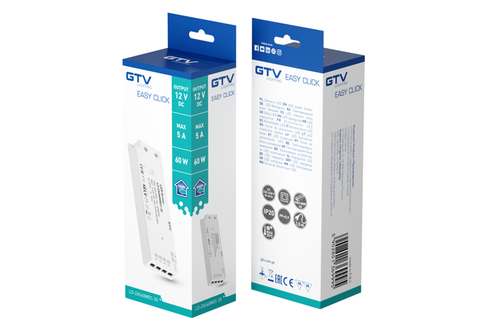 Блок живлення SLIM EASY CLICK 220/12V 60W IP20, з mini amp і проводом 1,5 м - изображение 7
