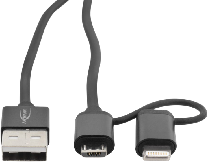 Кабель Ansmann 2in1 USB Type-A to Lightning/Micro-USB 1.2 м Black (1700-0136) - зображення 4