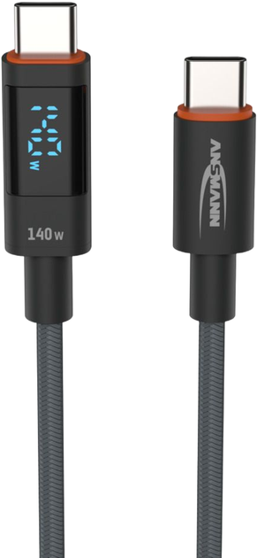 Кабель Ansmann USB Type-C to USB Type-C 140W 1.2 м Black (1700-0176) - зображення 2