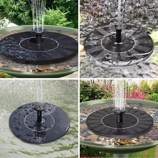 Декоративный фонтан для сада Solar Fountain с солнечной панелью 2,8 Вт, аккумулятором 1200 мА, 6 насадками и автоматическим запуском, плавающий фонтан для пруда, бассейна и декоративного водоема черный 16 см - изображение 7
