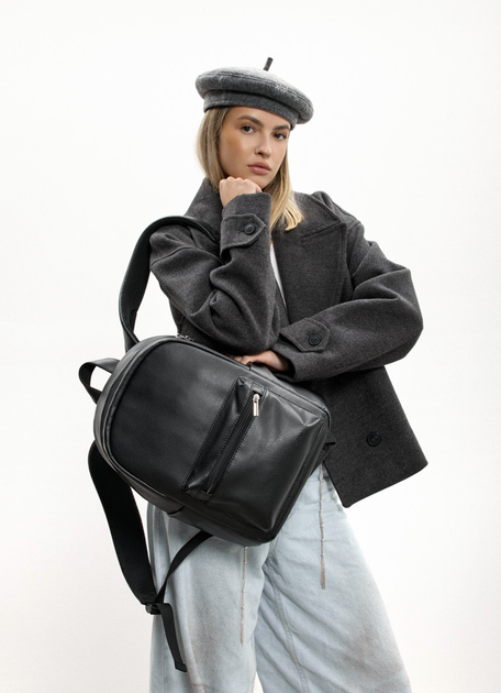 Вмісткий повсякденний Рюкзак жіночий Sambag Talary з екошкіри чорний - зображення 13