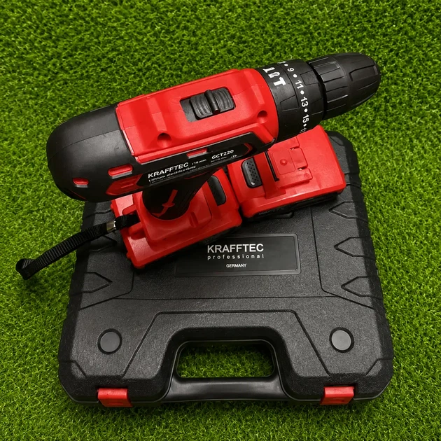 Аккумуляторный шуруповерт ударный Krafftec GCT220 48V 6Ah с двумя аккумуляторами набором инструментов гибким валом и кейсом - изображение 6