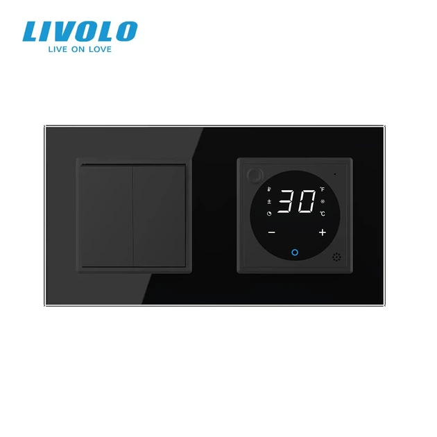 Сенсорный терморегулятор LIVOLO для теплого пола электронный черный закаленное стекло - изображение 3