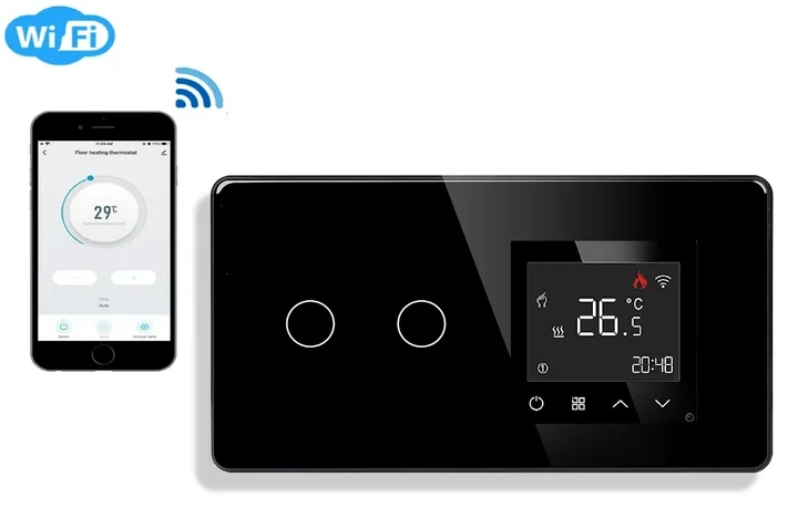 Сенсорний терморегулятор ELIOS програмований чорний скляний з Wi-Fi 110-250В 16А - зображення 2