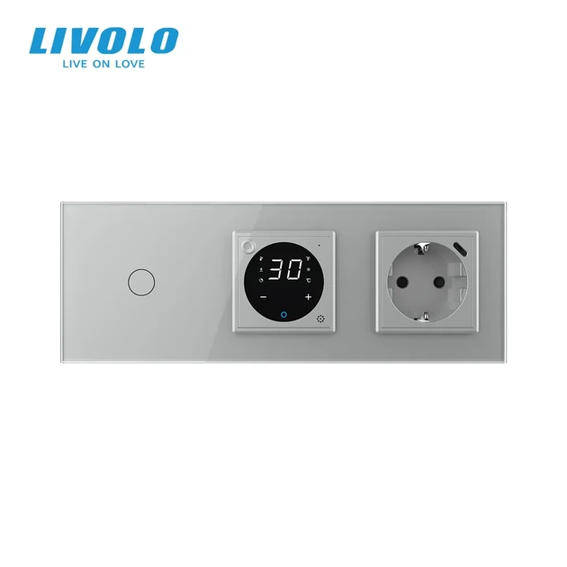 Умний терморегулятор LIVOLO програмований сенсорний сірий загартоване скло USB Type-C 18 Вт - зображення 3