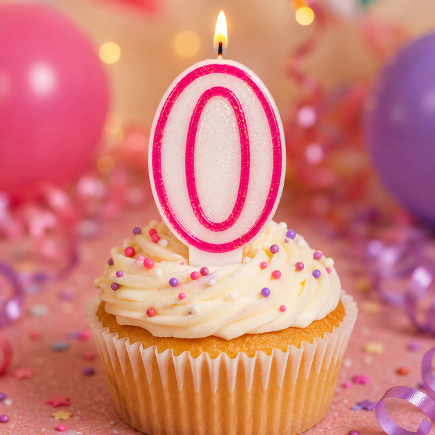 Свеча цифра 0 для торта розовая глазированная 7,5 см Помощница праздничная свеча на день рождения - изображение 2