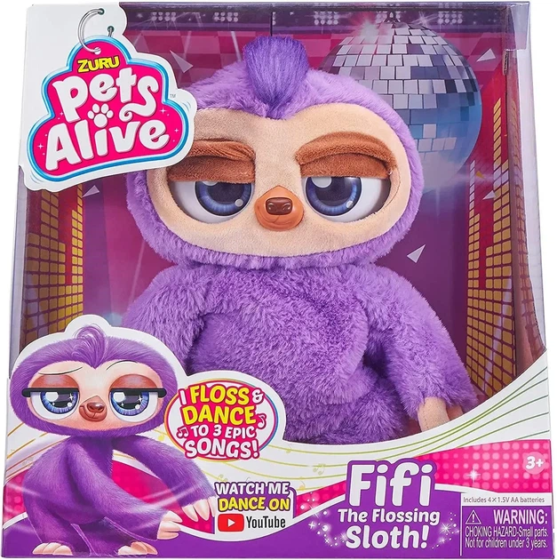 Интерактивная игрушка Zuru Pets Alive Fifi the Flossing Sloth Ленивец-танцовщик - Фото 1 Интерактивная игрушка Zuru Pets Alive Fifi the Flossing Sloth Ленивец-танцовщик - изображение 1