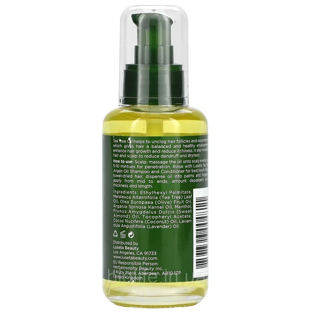 Luseta Beauty, масло чайного дерева, средство для волос и кожи головы с аргановым маслом, 100 мл. - Фото 2 Luseta Beauty, масло чайного дерева, средство для волос и кожи головы с аргановым маслом, 100 мл. - изображение 2