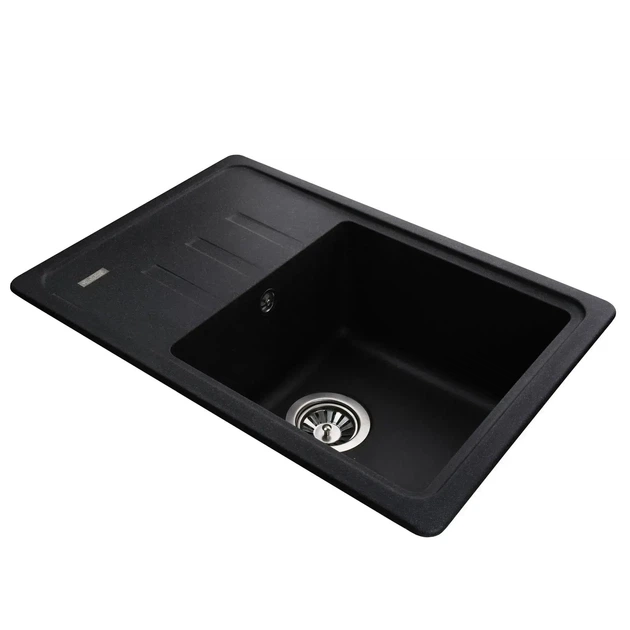 Гранітна мийка Globus Lux Mono 620x435 накладна, прямокутна, графіт - Фото 5 Гранітна мийка Globus Lux Mono 620x435 накладна, прямокутна, графіт - зображення 5