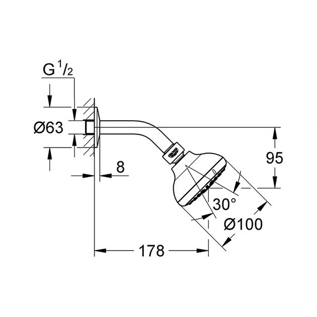 Набір верхнього душу, 3 режими струмені Grohe New Tempesta 100 (26088001) - Фото 4 Набір верхнього душу, 3 режими струмені Grohe New Tempesta 100 (26088001) - зображення 4