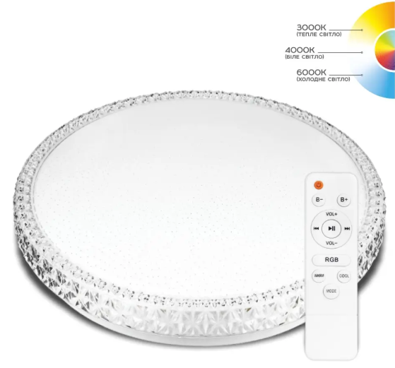 Светодиодная круглая люстра на потолок SMART RGB (разноцветная) + 3000-6000K 55Вт с пультом, накладная - изображение 7