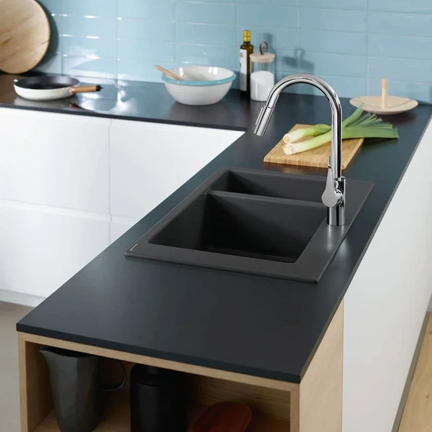 Hansgrohe S51 S510-F635 Кухонна мийка, графітово-чорна (43315170) - зображення 7