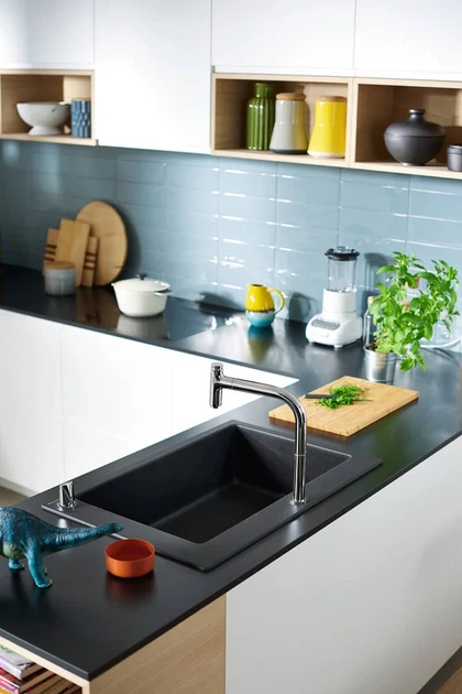 Hansgrohe S 51 Кухонная мойка, Graphite Black (43313170) - Фото 9 Hansgrohe S 51 Кухонная мойка, Graphite Black (43313170) - изображение 9