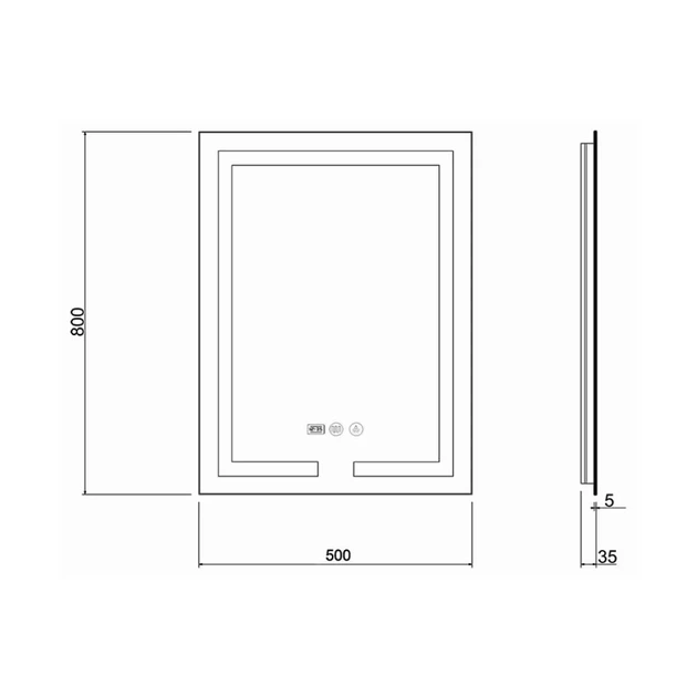 Дзеркало Qtap Mideya з антизапотіванням (DC-F936) 500х800 QT2078F936W - зображення 2