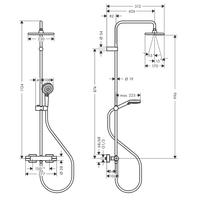 Hansgrohe Vernis Shape Душевая система с термостатом, черный матовый (26286670) - Фото 4 Hansgrohe Vernis Shape Душевая система с термостатом, черный матовый (26286670) - изображение 4