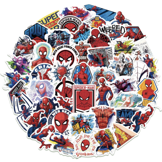Набір наліпок Spider-Man Людина-павук 50 шт. ⬩ наклейки для ноутбука, телефону та блокнота - зображення 6