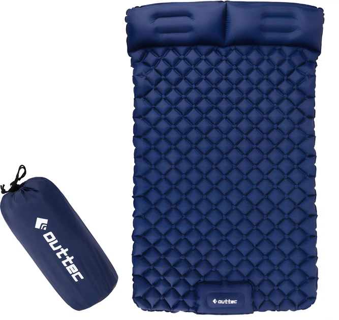 Надувний матрац для кемпінгу Outtec Nylon O-42641 205 x 120 x 15 см двомісний Синій (5905884426418) - зображення 11