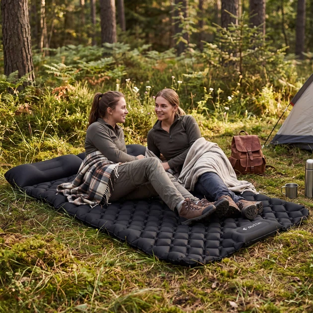 Надувний матрац для кемпінгу Outtec Nylon O-05169 205 x 120 x 15 см двомісний Чорний (5905399051693) - зображення 14